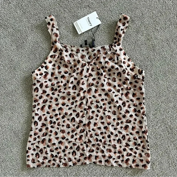 Theory Draped Sleeveless Animal Print Silk Top Large - Picture 2 of 8